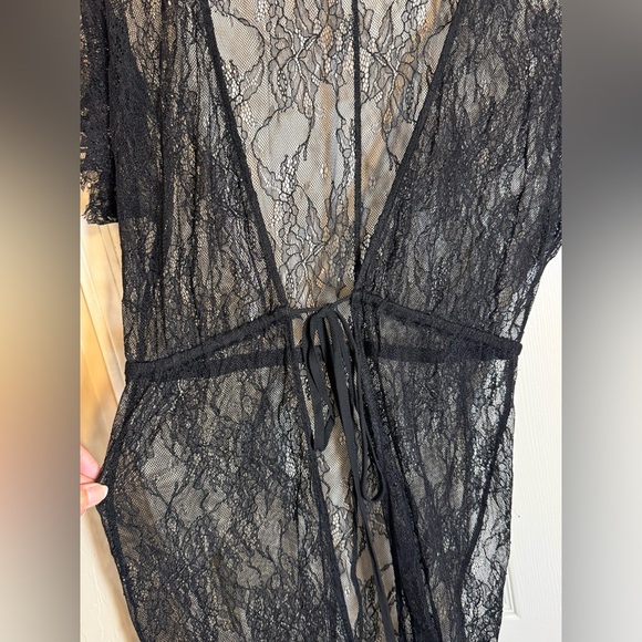 Duets Lace Midi Maxi Beach Cover Up Boho Kimono Black Sz‎ M - Picture 2 of 10